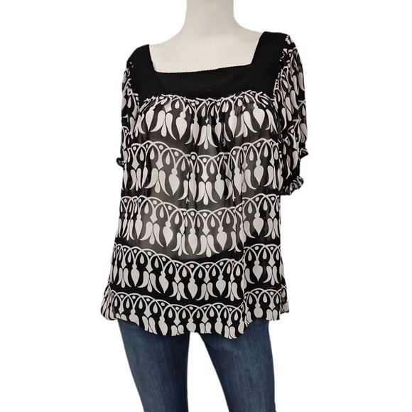 Nicole Miller Tops - Nicole Miller Sheer Boho Top 12